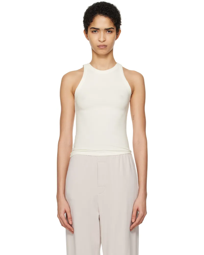 SKIMS Off-White Cotton Jersey Crew Neck Tank Top Marble