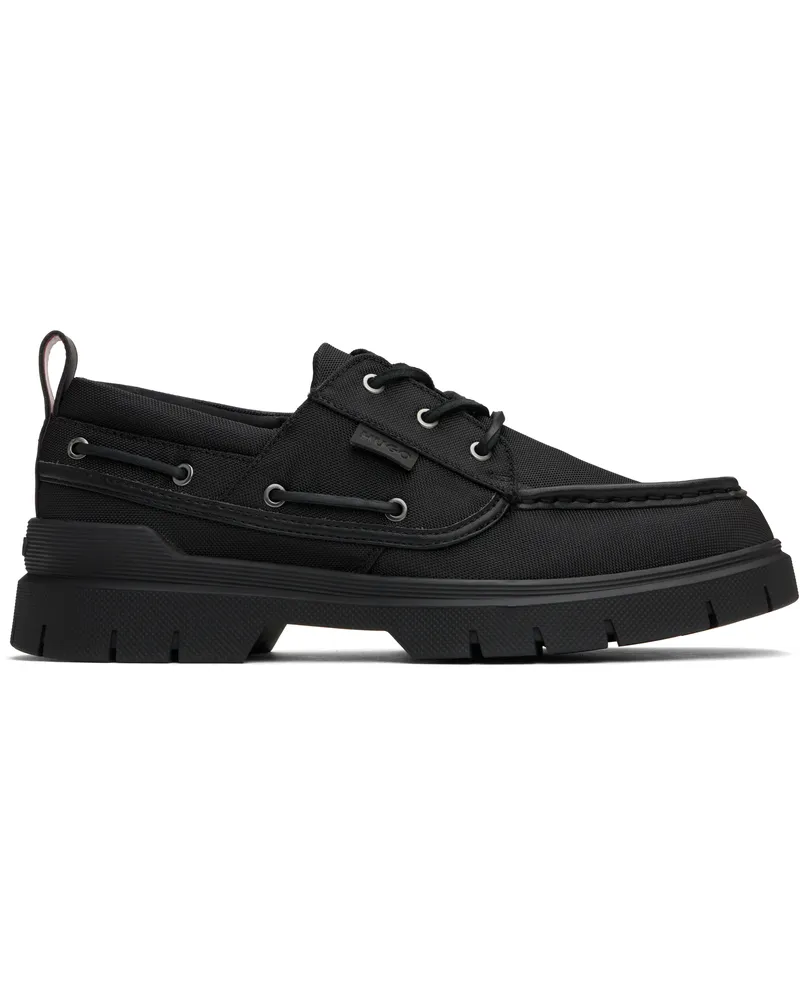 HUGO BOSS Black Canvas Boat Derbys 001-black