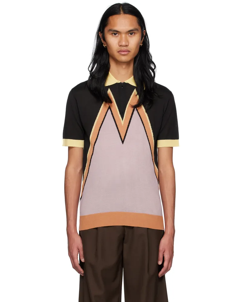 Lukhanyo Mdingi Black Colorblocked Polo Black