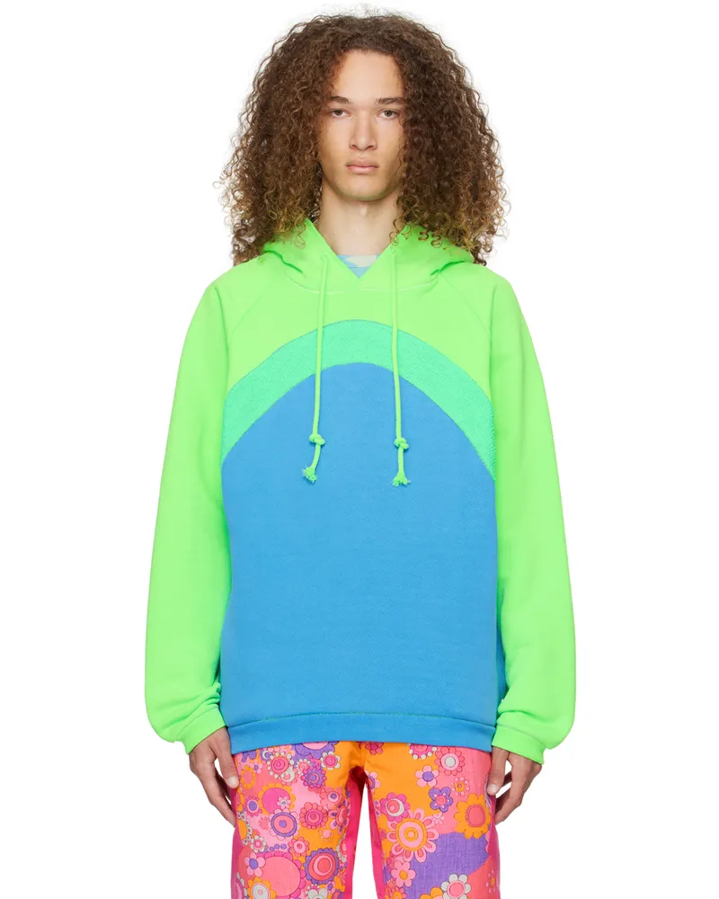 ERL Green & Blue Rainbow Hoodie Blue