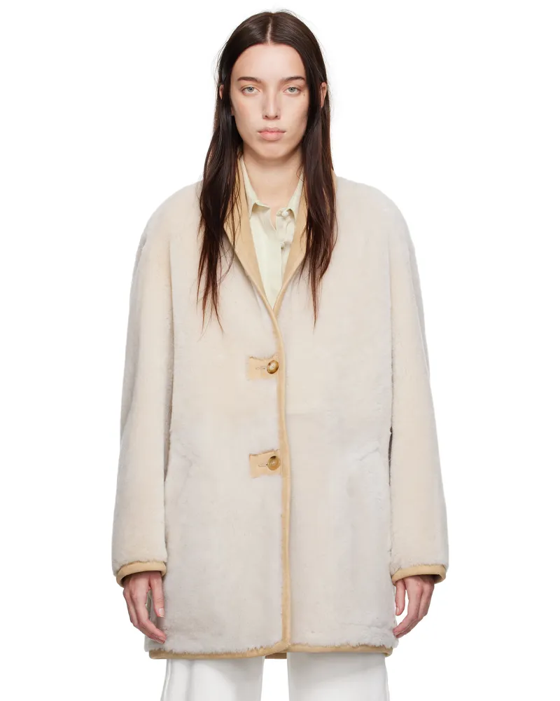 Calvin Klein Beige Halo Shearling Coat 17814