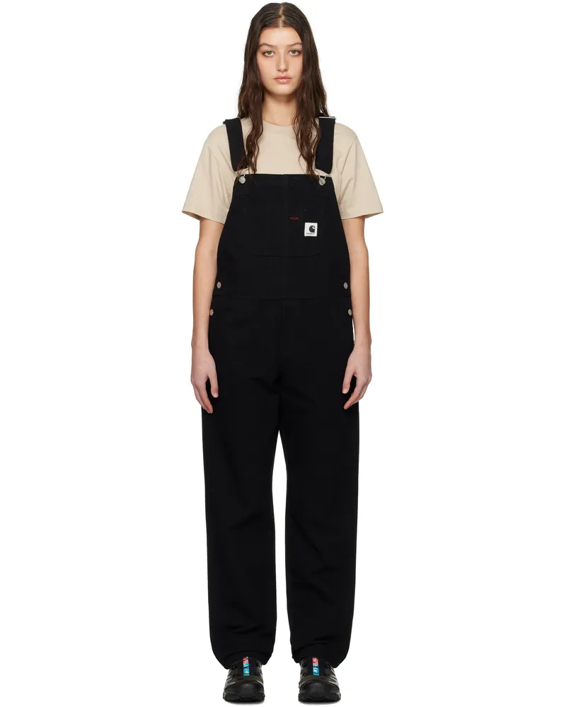 Carhartt WIP Black Bib Straight Overalls Rinsed