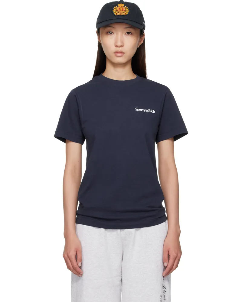 SPORTY & RICH Navy 'Health is Wealth' T-shirt 3902