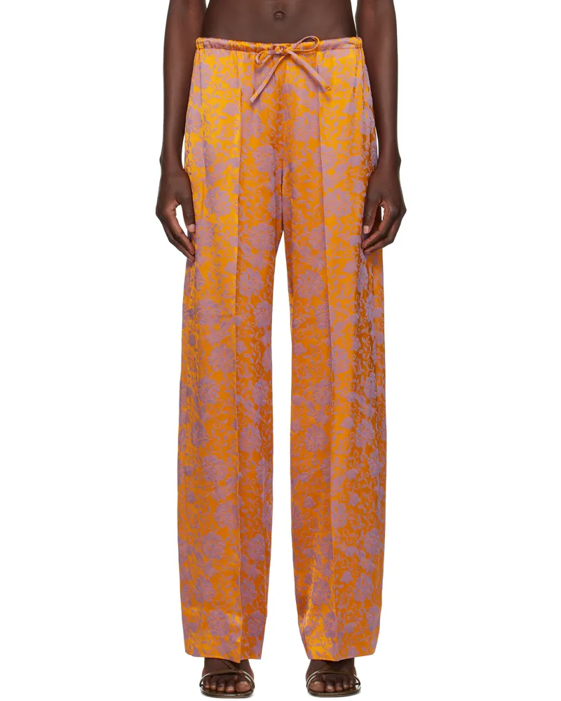 Dries van Noten Orange Jacquard Trousers 369