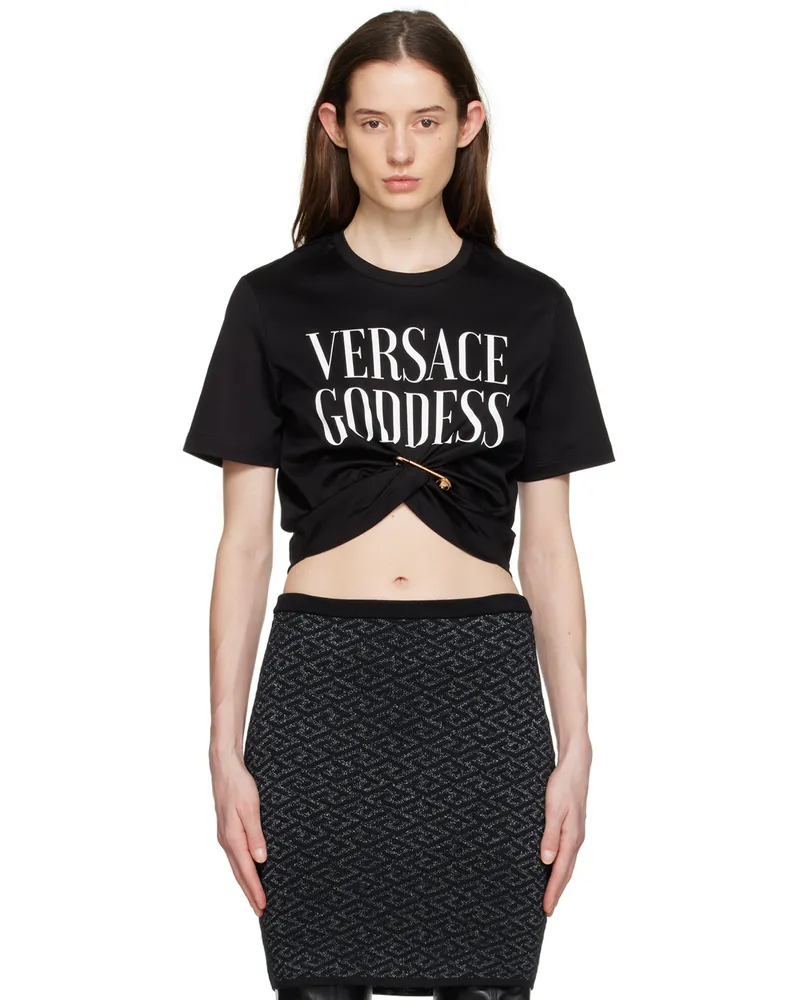 Versace Black 'Goddess' Safety Pin T-Shirt 1b000