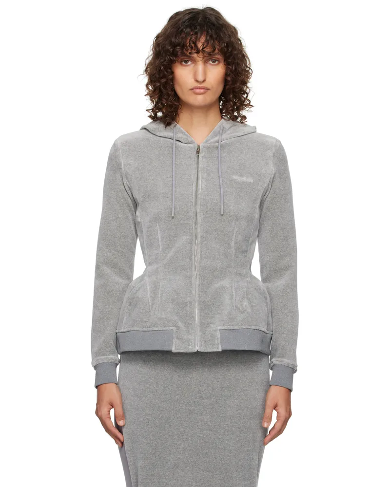 pushBUTTON Gray Hourglass Zip-Up Hoodie Gray