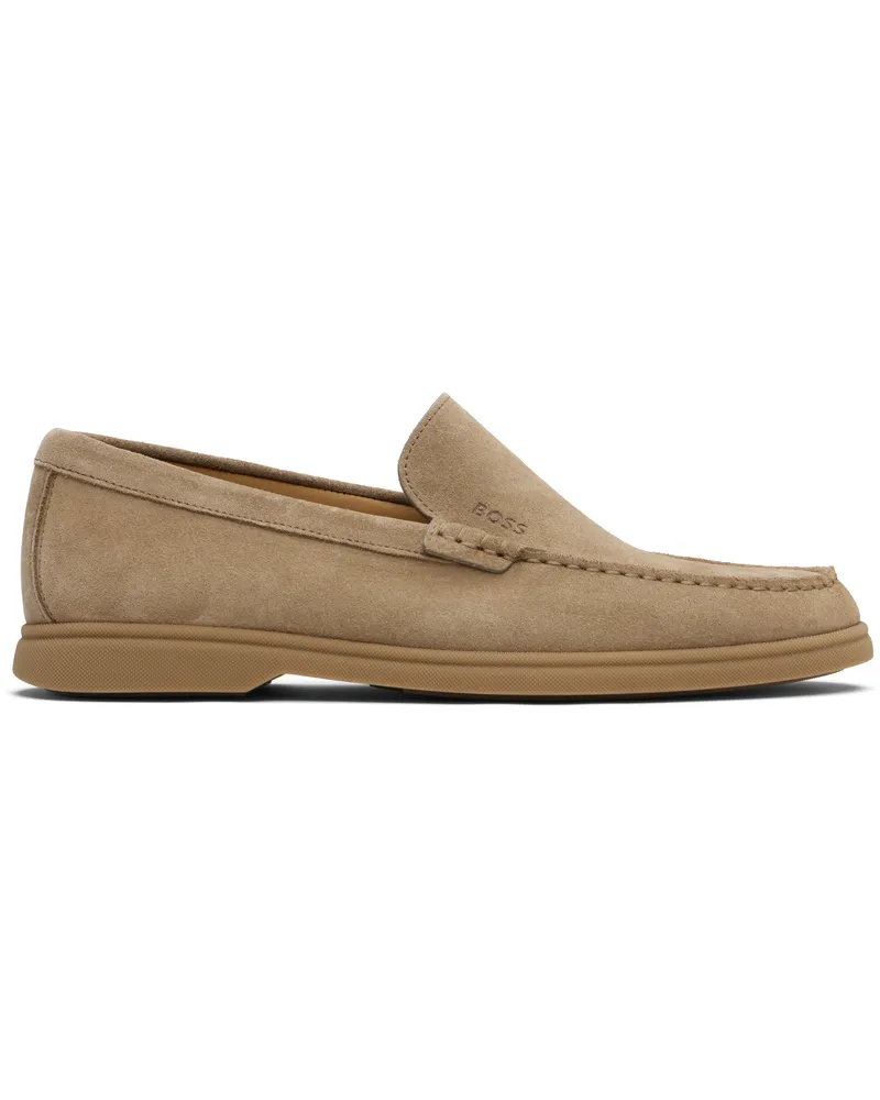 HUGO BOSS Taupe Suede Loafers 265-medium