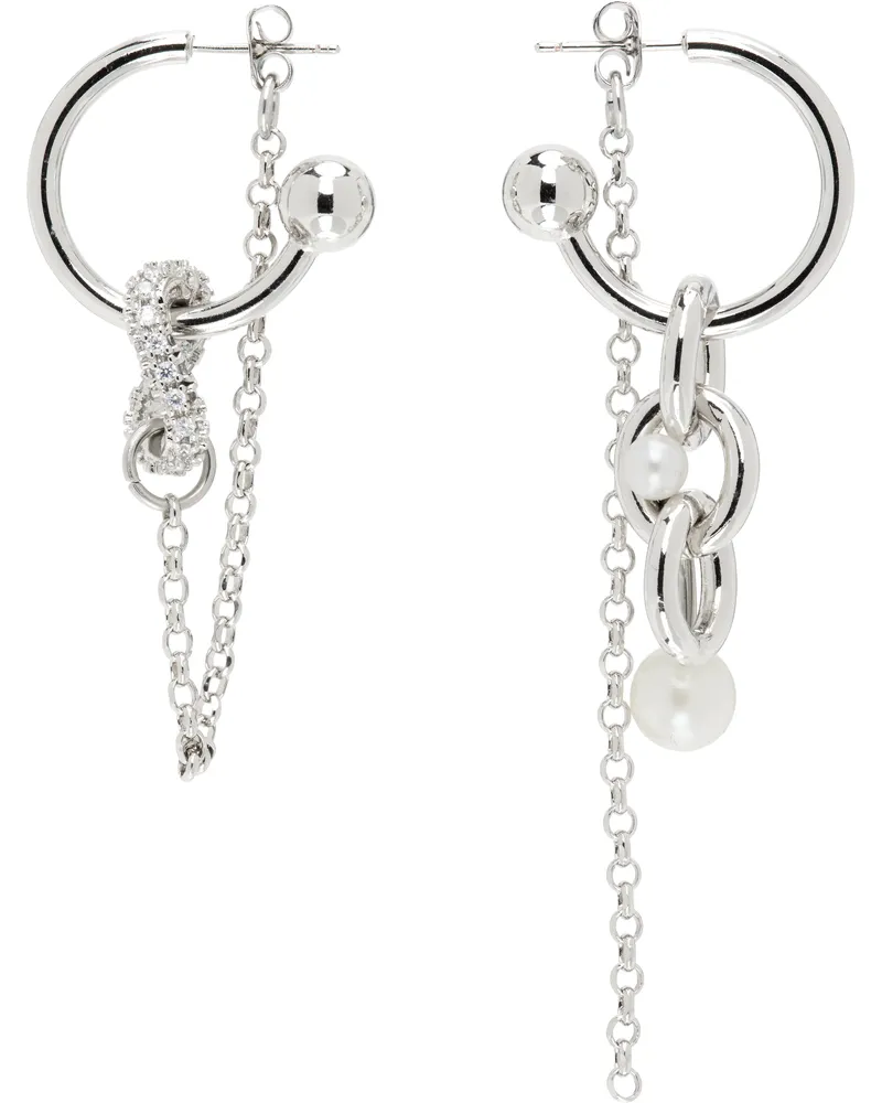 Justine Clenquet Silver Abel Pearl Earrings Palladium