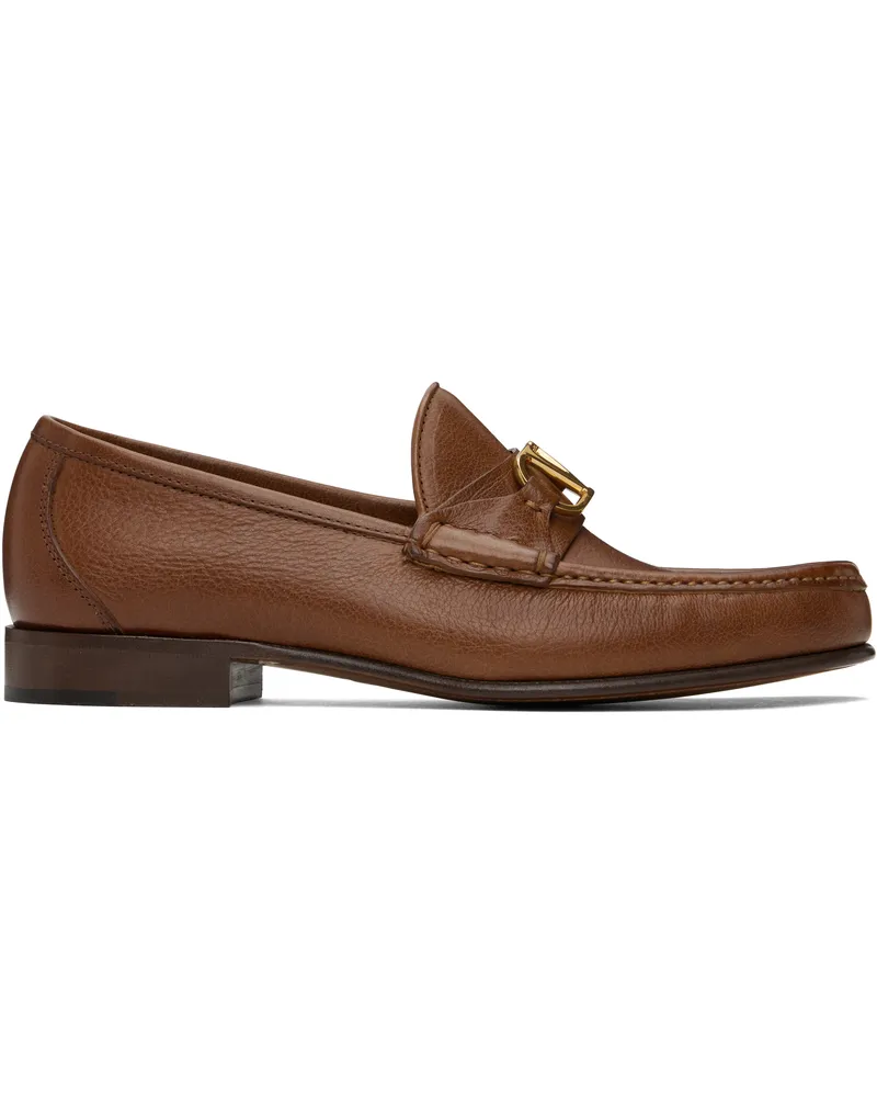 Valentino Garavani Brown VLogo Signature Buffalo Loafers N58