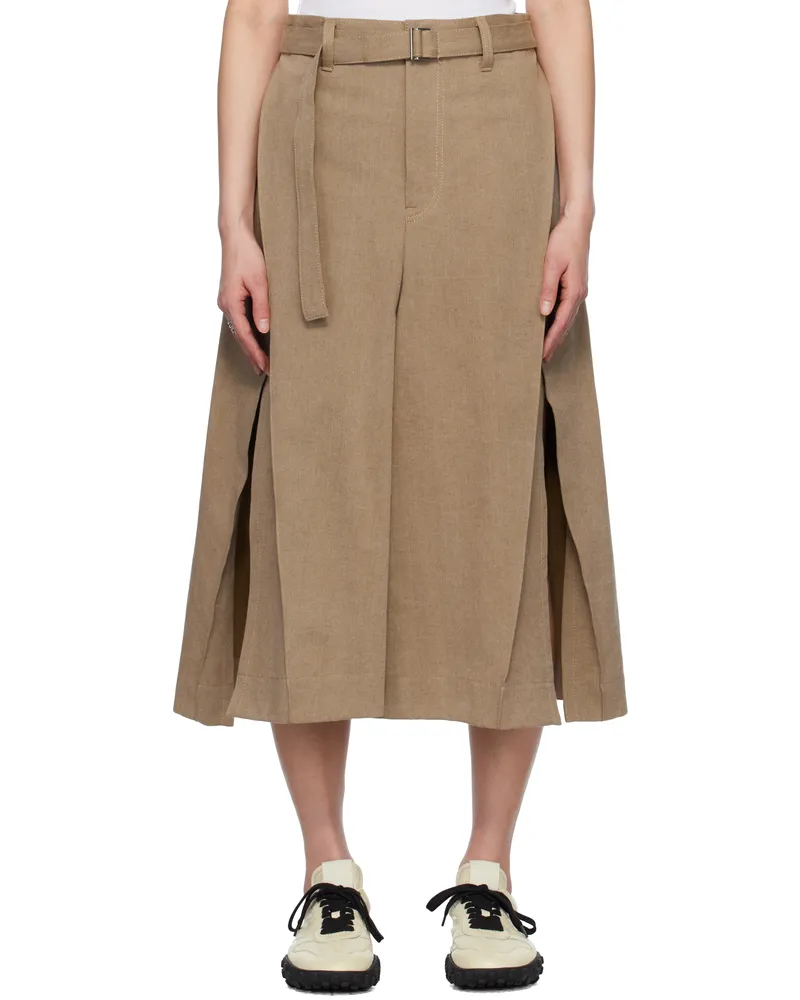 Sacai Beige Mix Denim Midi Skirt 651
