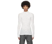 White Perforated Turtleneck