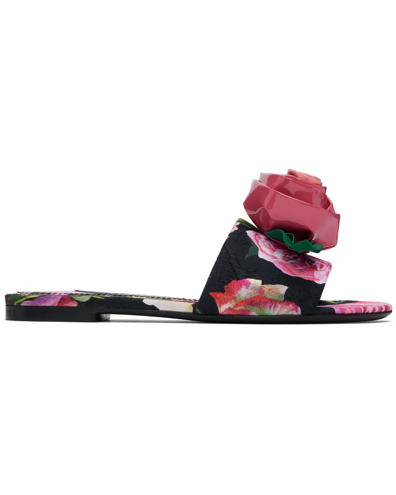 Dolce & Gabbana Pink & Black Rose Sandals Hn5ig