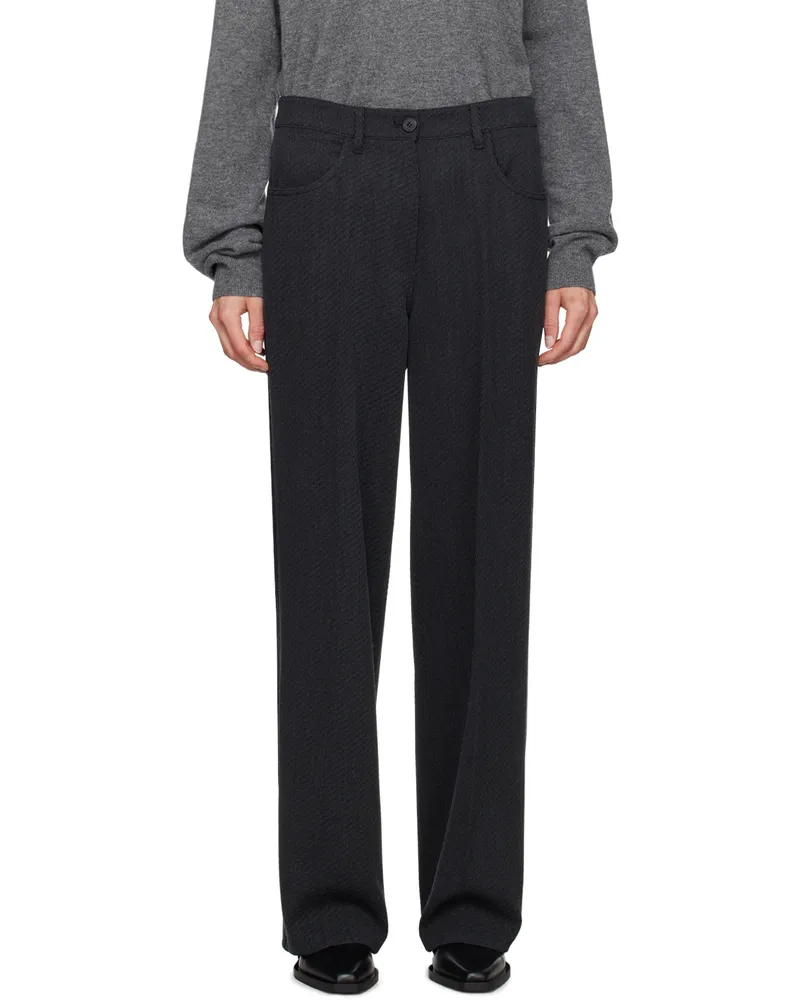 LE 17 SEPTEMBRE Gray Wool Trousers Charcoal