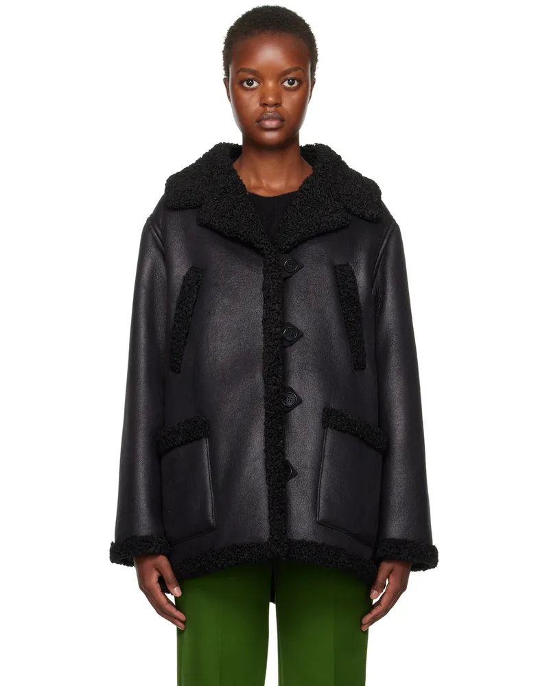 A.P.C. Black Clara Faux-Leather Coat Lzz