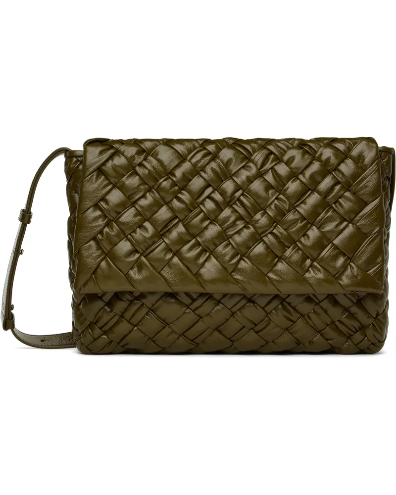 Bottega Veneta Khaki Rumple Messenger Bag Olive