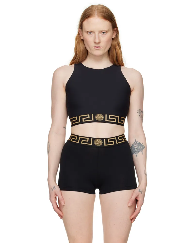 Versace Black Greca Border Sport Bra 1b000-black