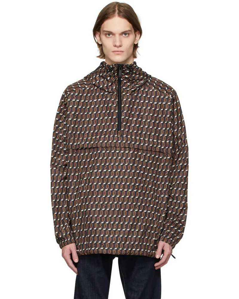 Dsquared2 Black & Brown Monogram Windbreaker 001s