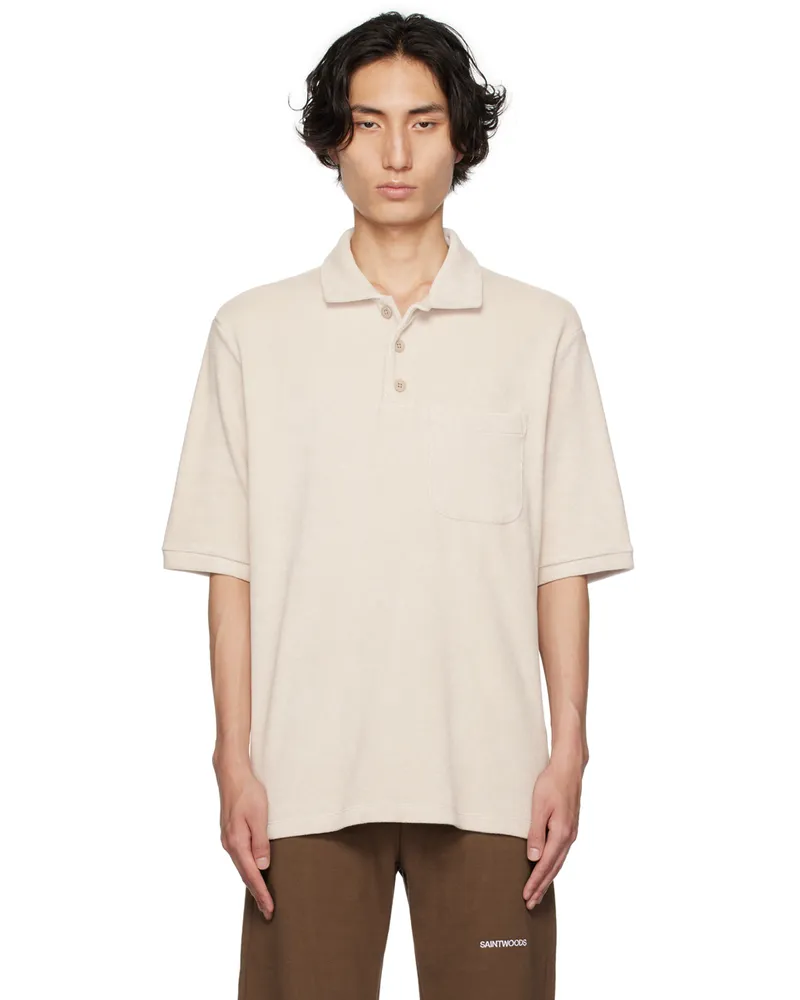 Saintwoods Beige Spread Collar Polo Light