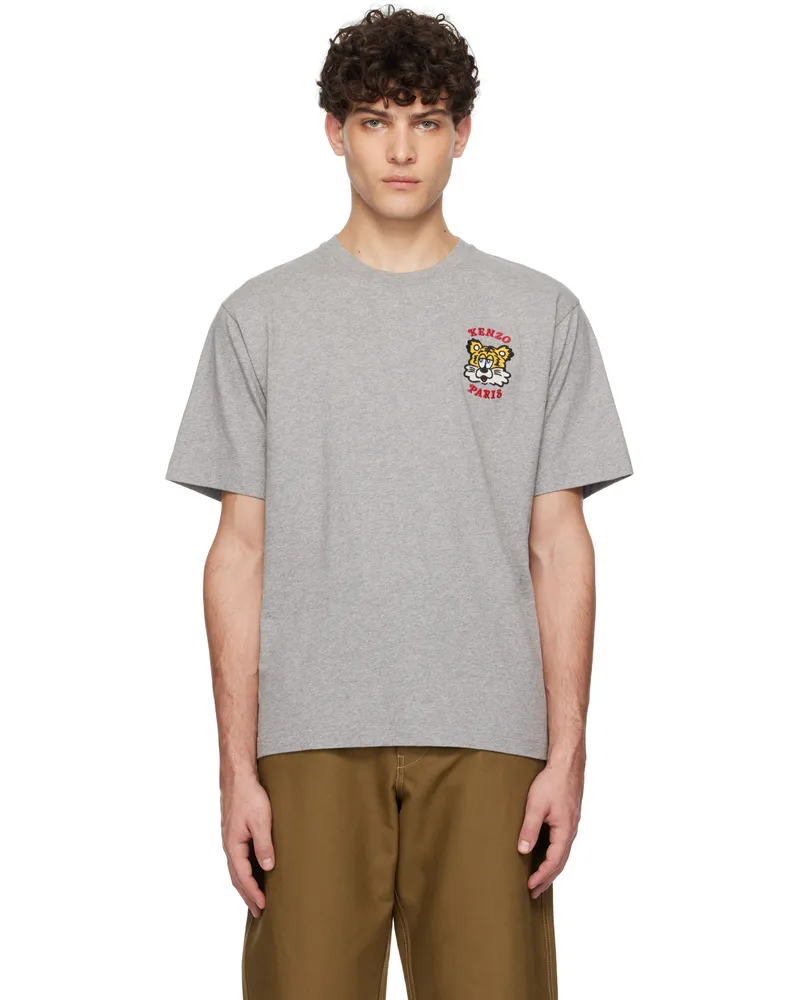 Kenzo Gray Kenzo Paris VERDY Edition Embroidered T-Shirt Pearl