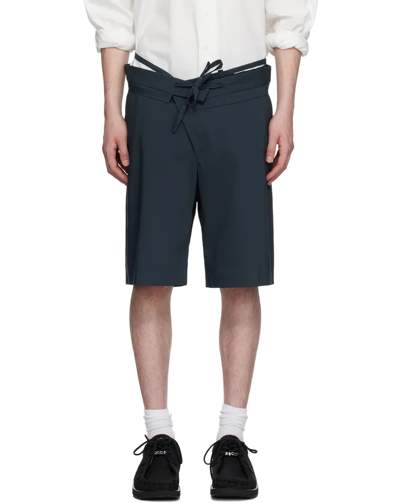 OTTOLINGER Navy Double Fold Suit Shorts Dark