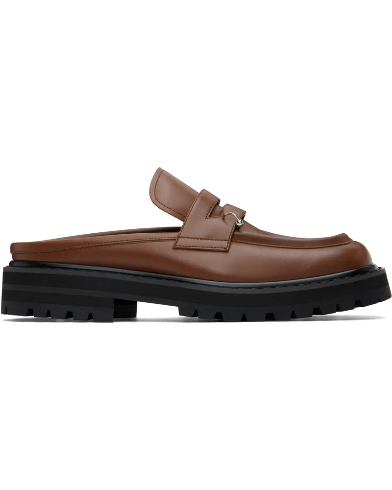 Marni Brown Leather Piercing 2.0 Chunky Sabot Loafers 00m60
