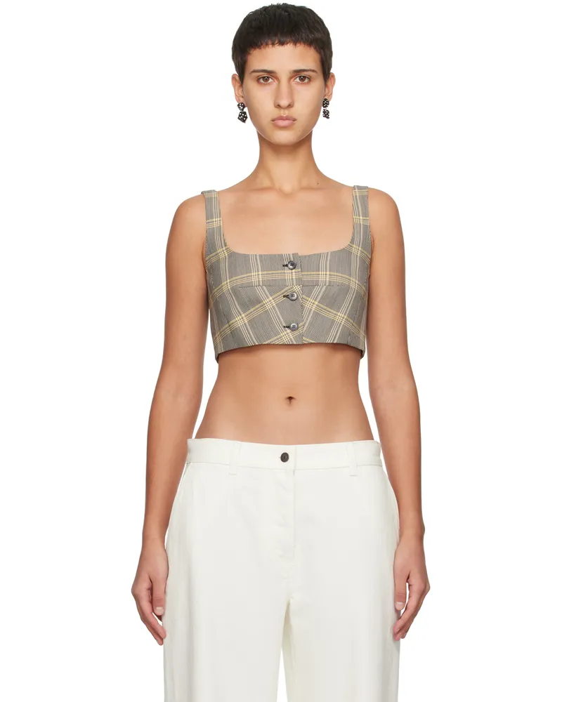 Marni Brown Check Tank Top Chy20