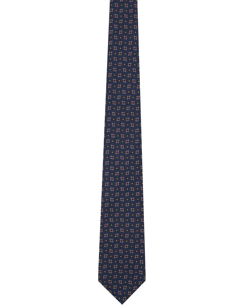 Drake's Navy Graphic Pattern Tie