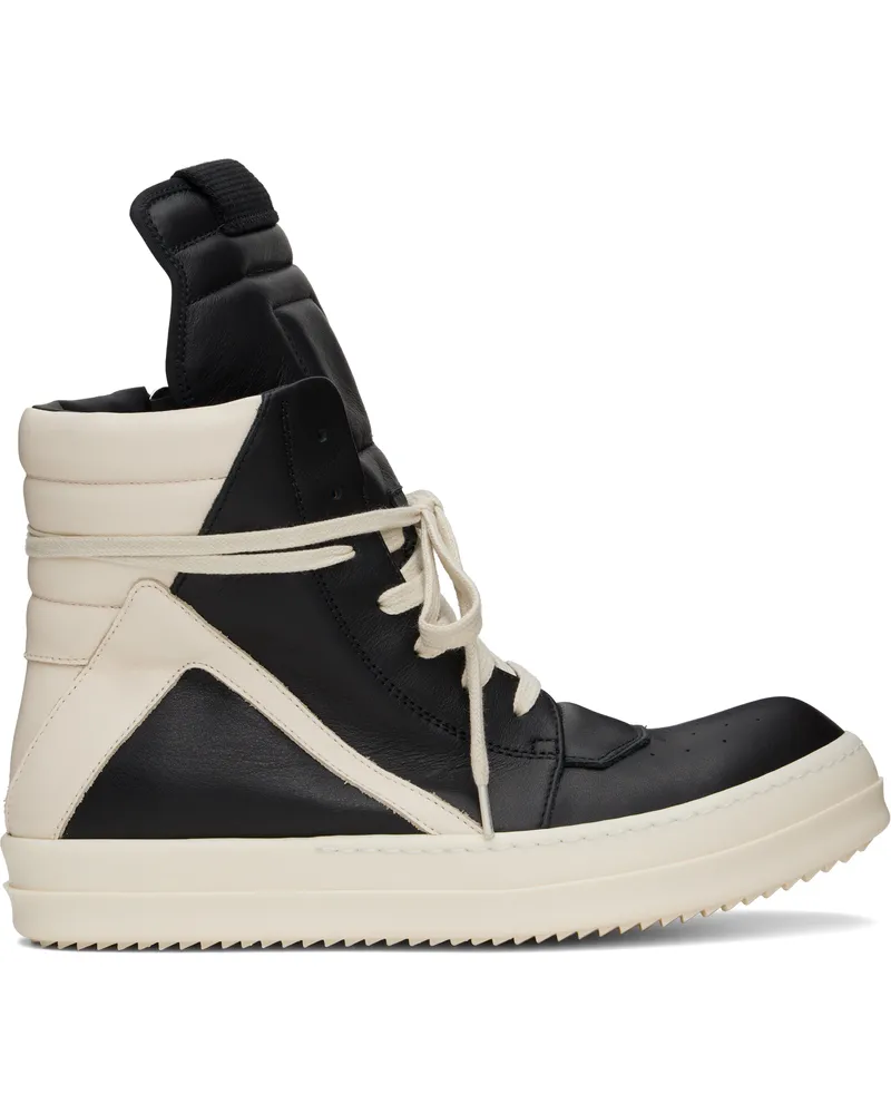 Rick Owens Black & Off-White Hollywood Geobasket Sneakers 911