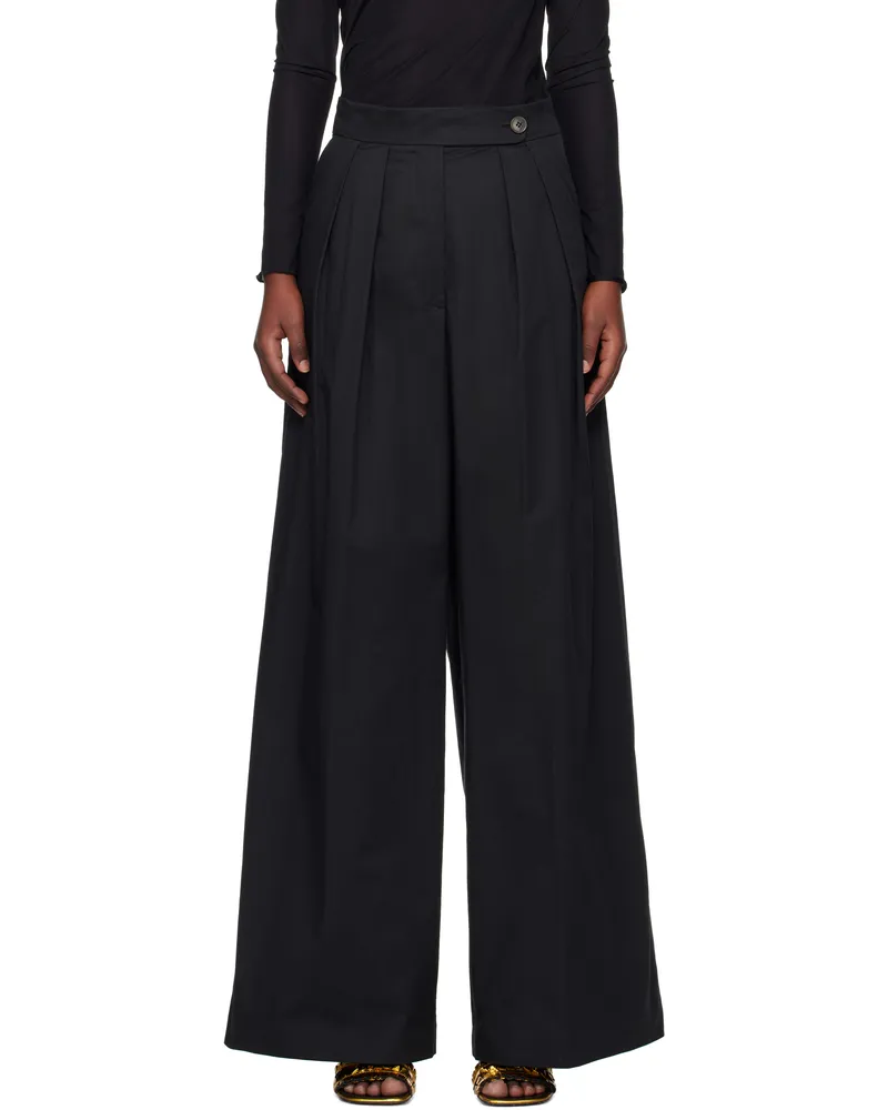Dries van Noten Black Wide Pleated Trousers 900