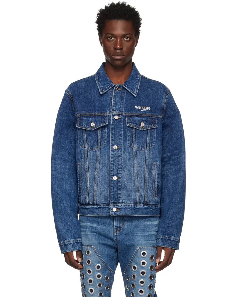 WE 11 DONE Blue Faded Denim Jacket Blue