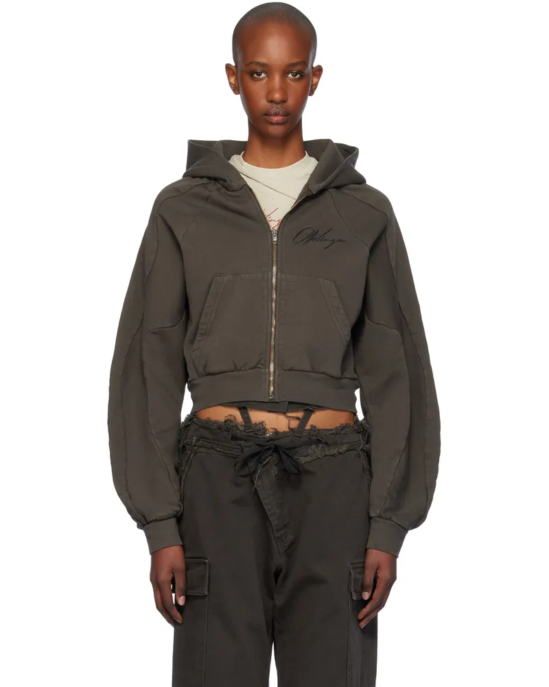 OTTOLINGER Brown Multiline Zip Hoodie Dark