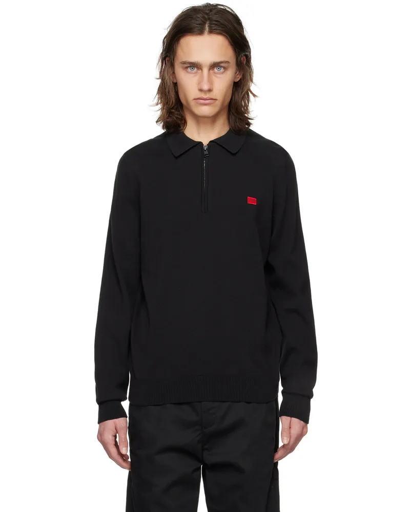 HUGO BOSS Black Half-Zip Polo 001-black