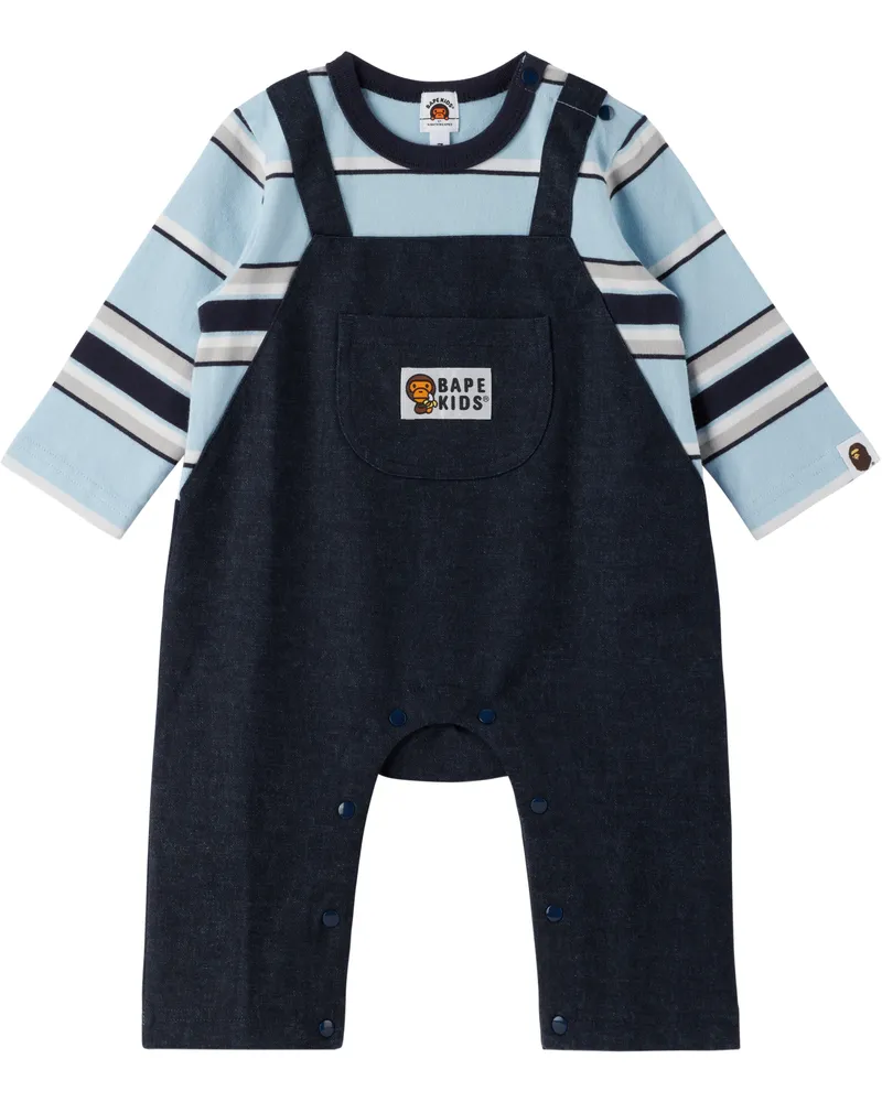 BAPE Baby Navy Layered Overall Romper Nvy-navy