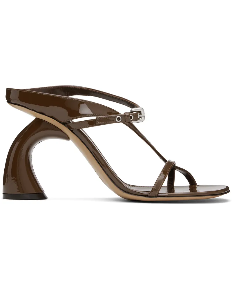 Dries van Noten Brown Strappy Sculptural Heeled Sandals 704