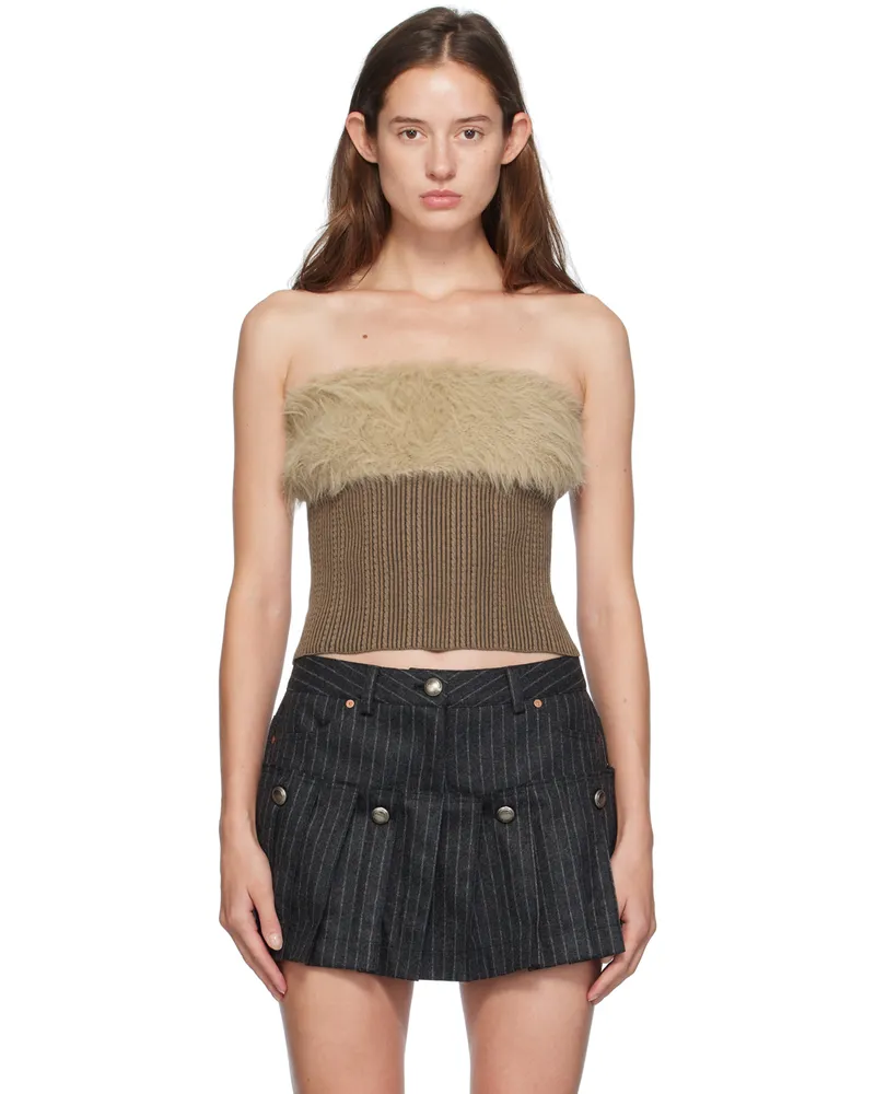 Andersson Bell Brown Hairy Knit Tube Top Brown