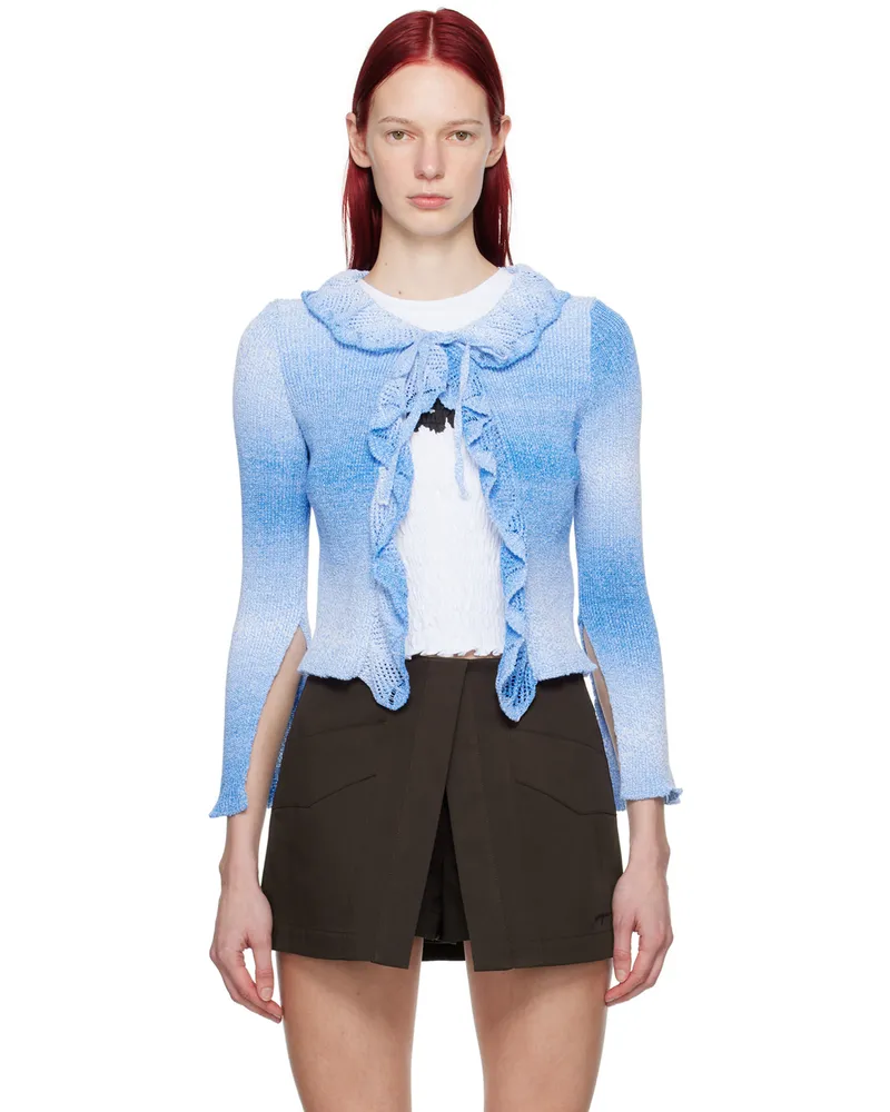 MSGM Blue Ruffled Cardigan 84
