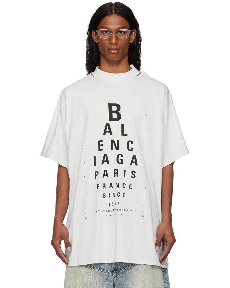 Balenciaga Off-White Optical Oversized T-shirt 9081