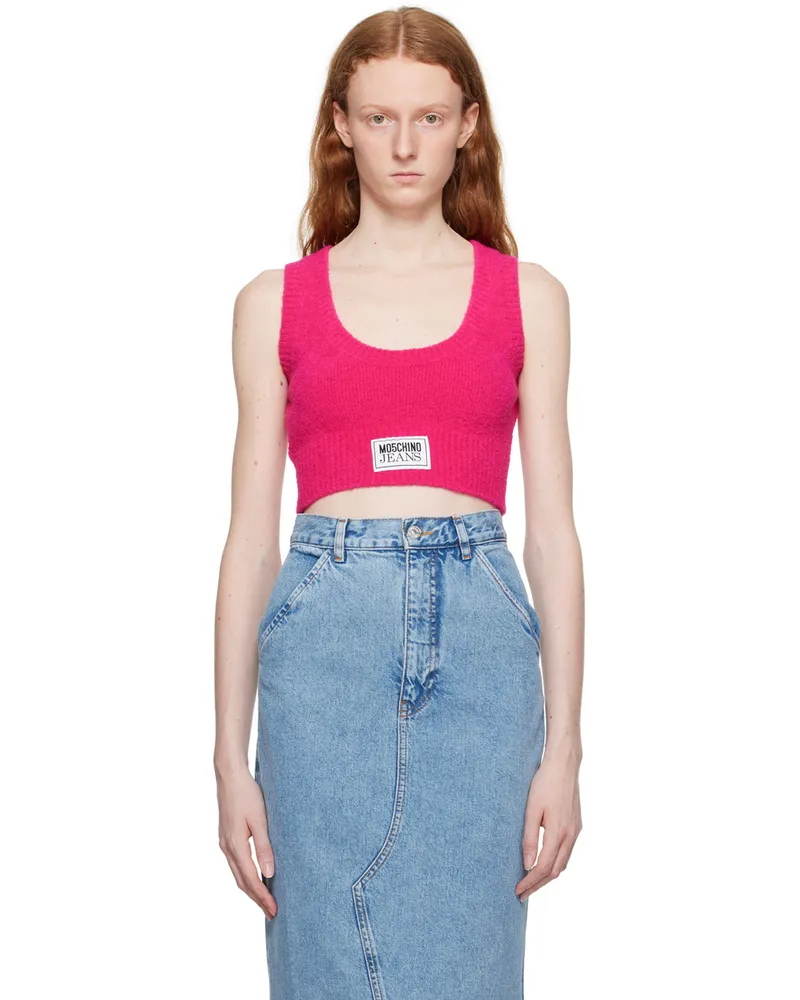 Moschino Pink Patch Tank Top A0208