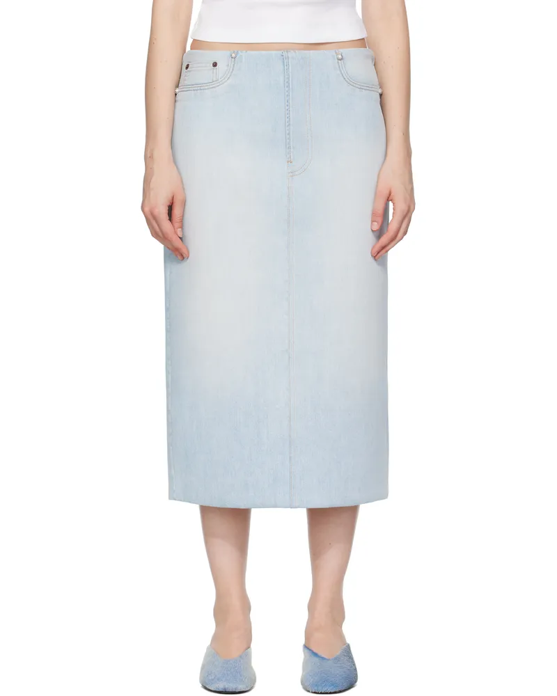 Acne Studios Blue Padded Denim Midi Skirt 228
