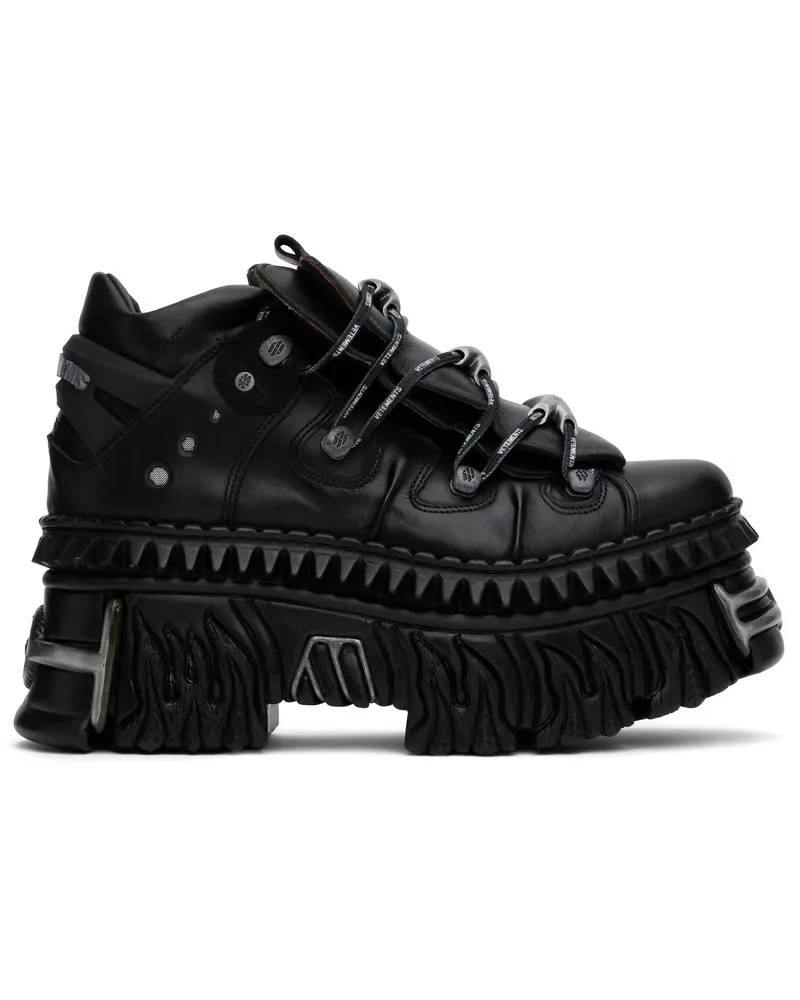 VETEMENTS Black New Rock Edition Fire Platform Sneakers Black