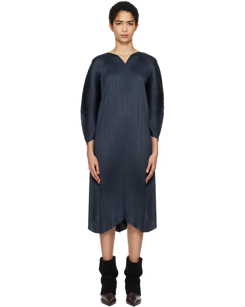 Issey Miyake Navy Wormhole Midi Dress 75