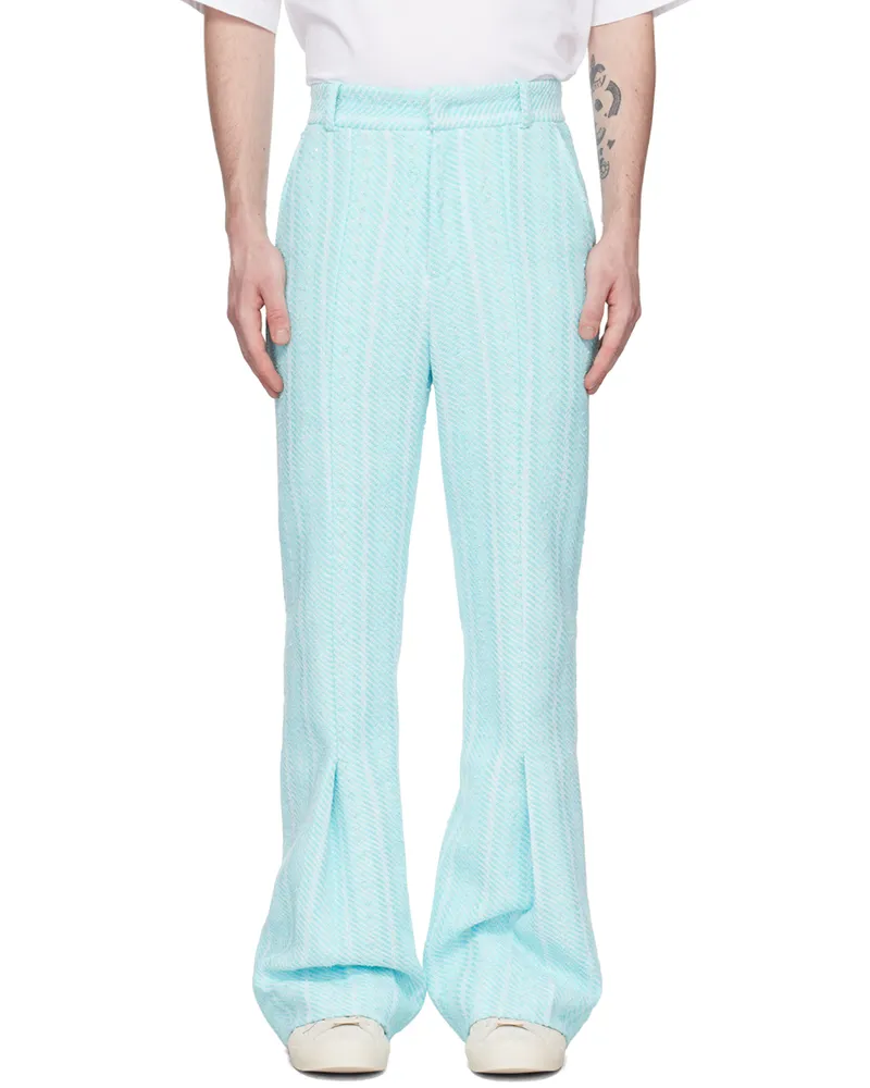 young n sang Blue Sequinned Trousers Blue
