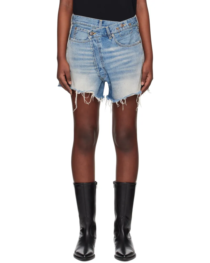 R13 Blue Crossover Denim Shorts Turner