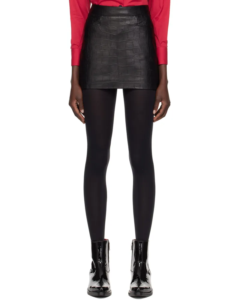 Ernest W. Baker SSENSE Exclusive Black Leather Miniskirt Black