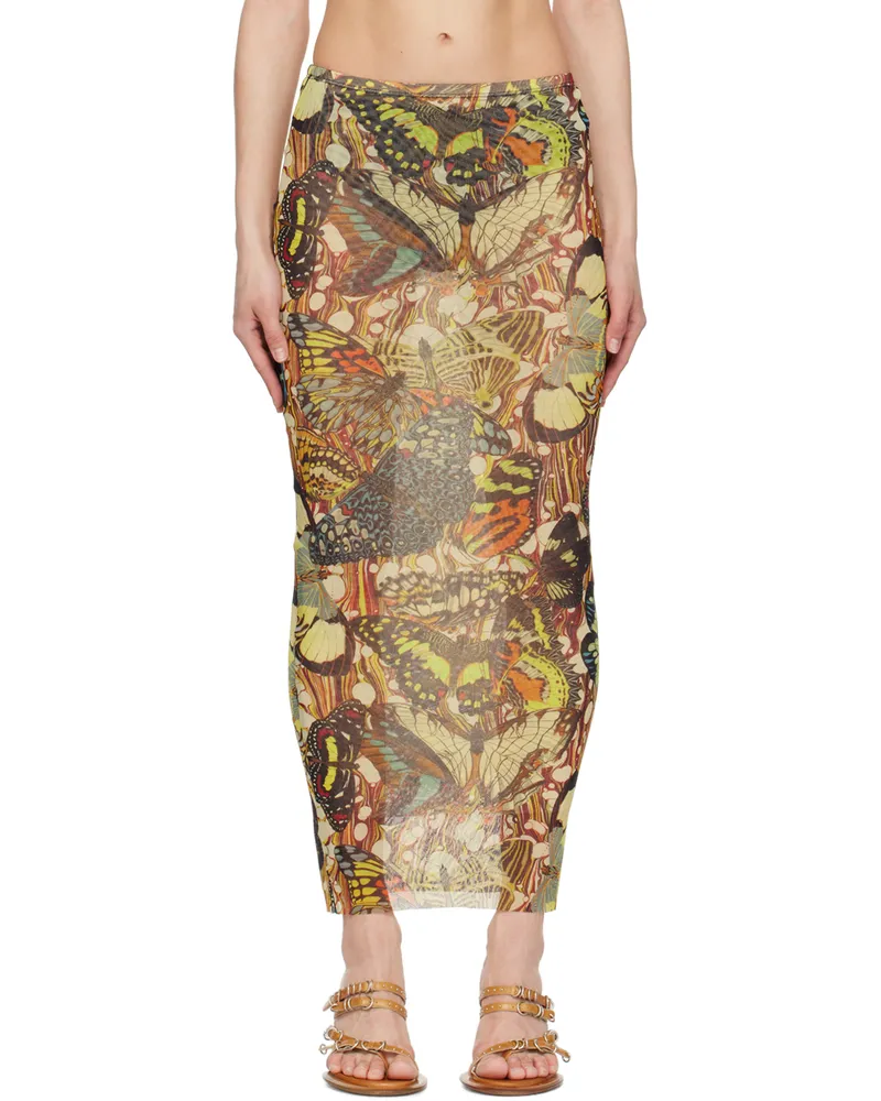 Jean Paul Gaultier Yellow Butterfly Maxi Skirt 1090