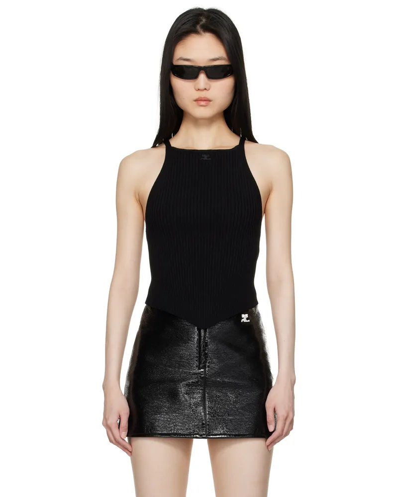 Courrèges Black Pointy Rib Knit Tank Top 9999