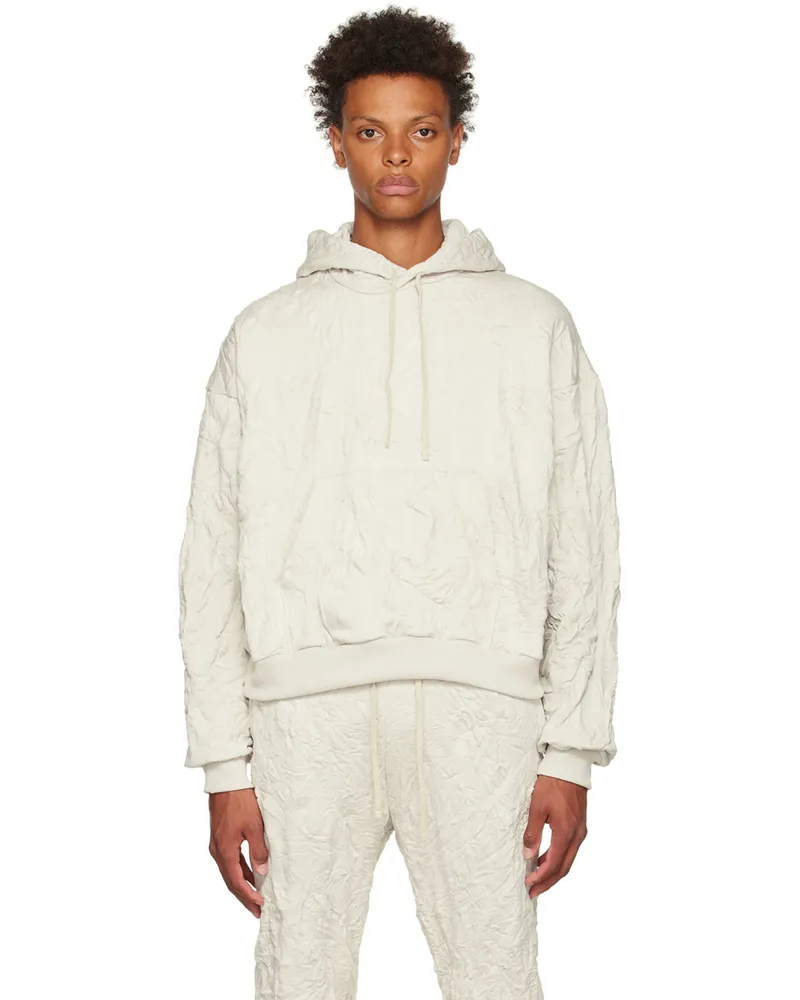 John Elliott + Co Off-White Crinkled Hoodie Bone