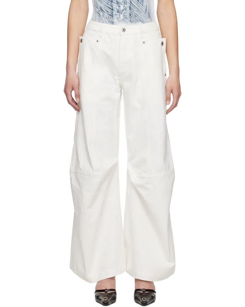 Feng Chen Wang White Cargo Jeans White