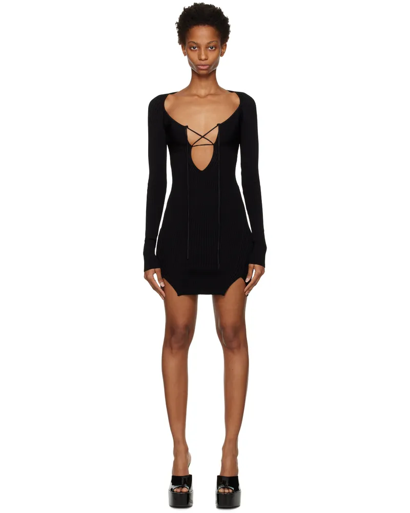 Nensi Dojaka Black Lace Up Minidress Black