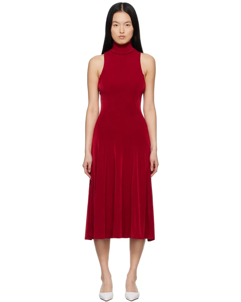 Mirror Palais Red Christy Supermodel Midi Dress Scarlet